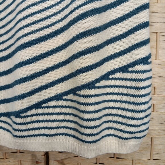 Sparrow Sleeveless Knit Linen Cotton Asymmetrical Small Striped Bateau Neckline - Picture 4 of 6